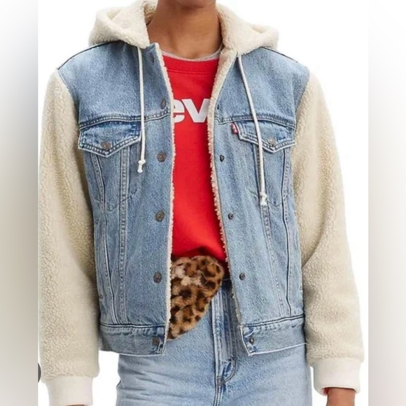 Levi’s Sherpa Sleeve Denim Trucker Jacket - Picture 6 of 6